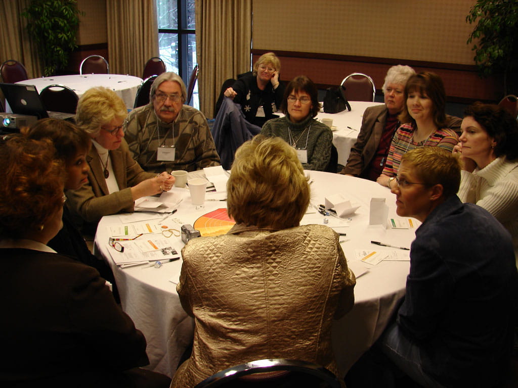 Working together at a breakout session