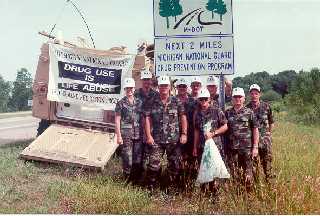 Michigan Guard Drug Demand Reduction program volunteers clean up along state highways