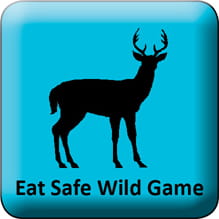 A button with a deer silhouette