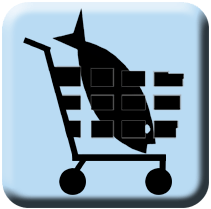button with fish and shopping cart
