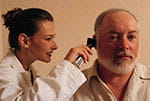 Man getting an ear exam