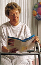 patient reading article