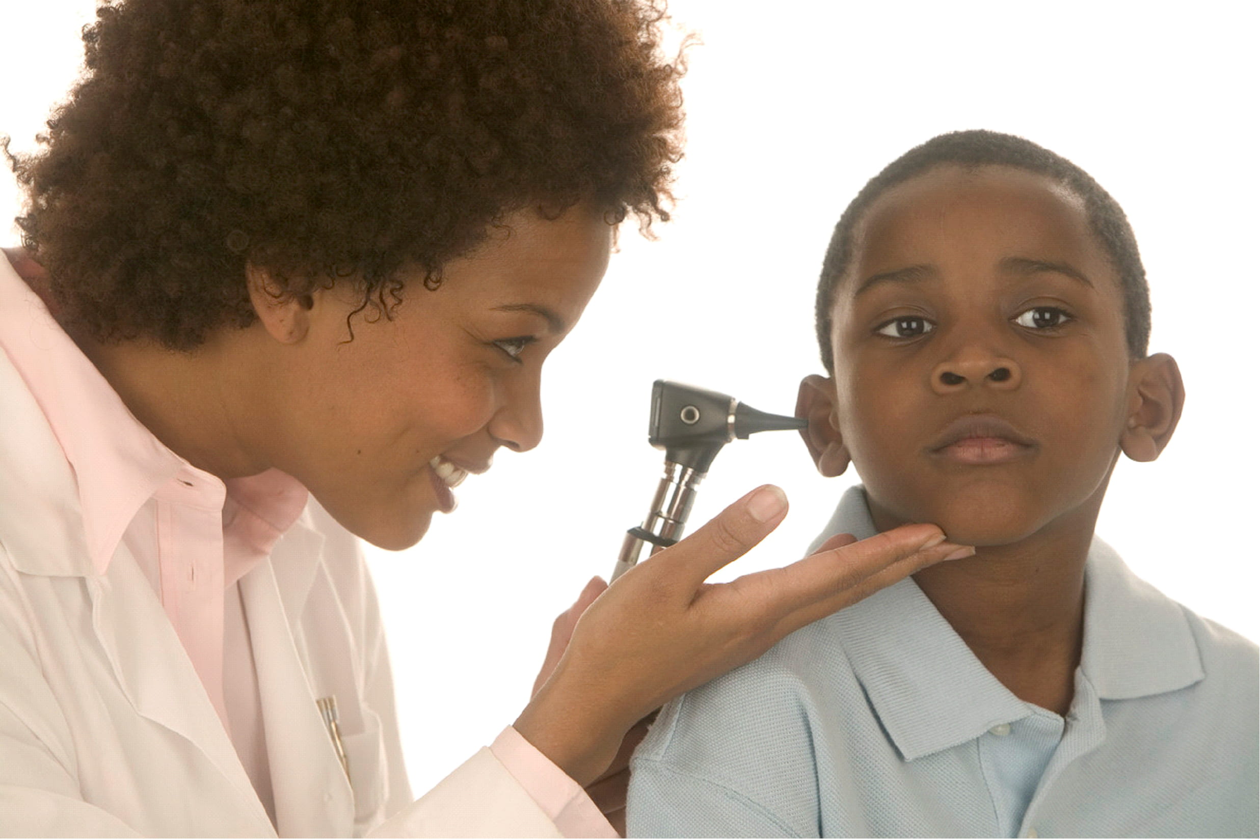 boy getting ear exam