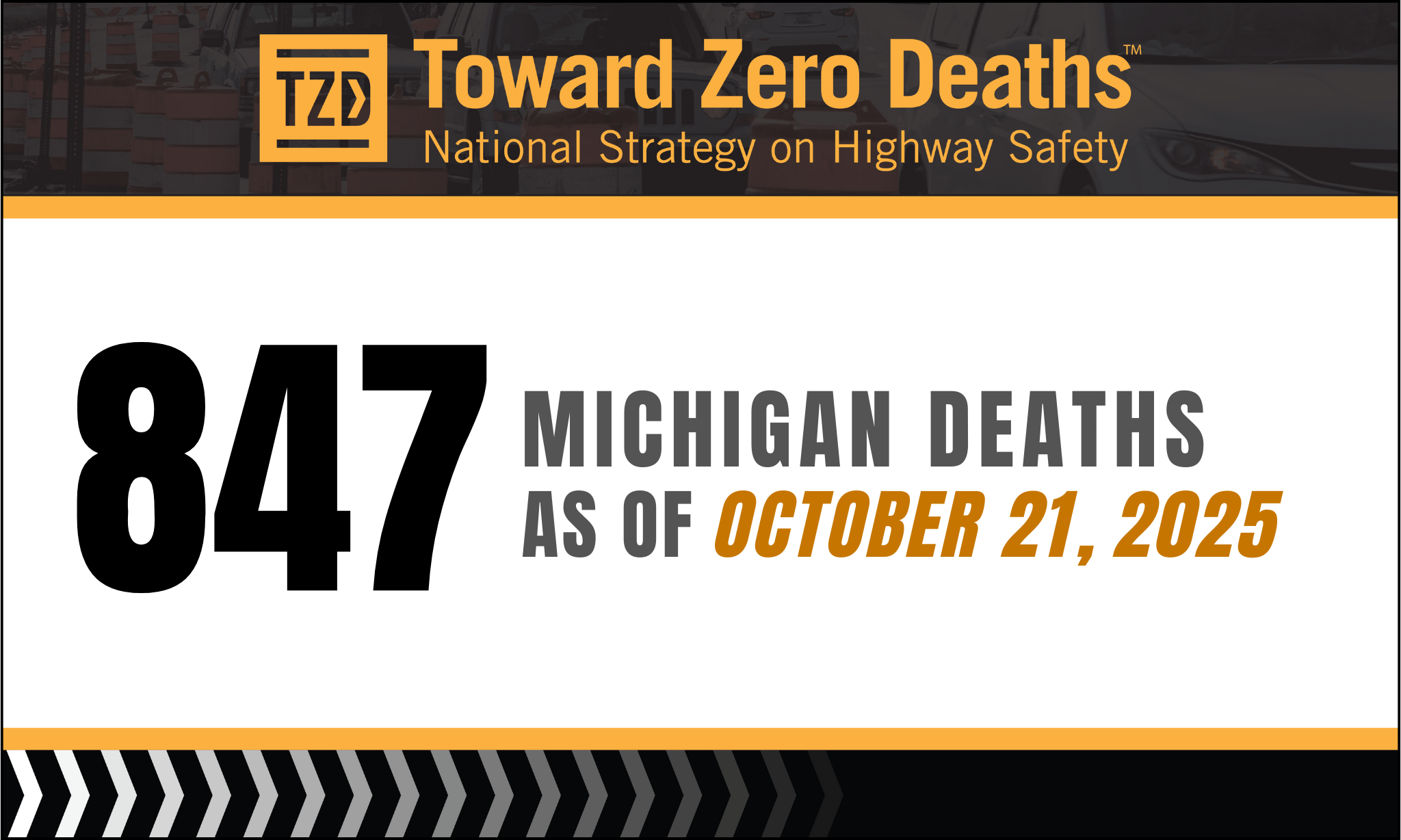Graphic displaying Michigan's weekly road fatality numbers.