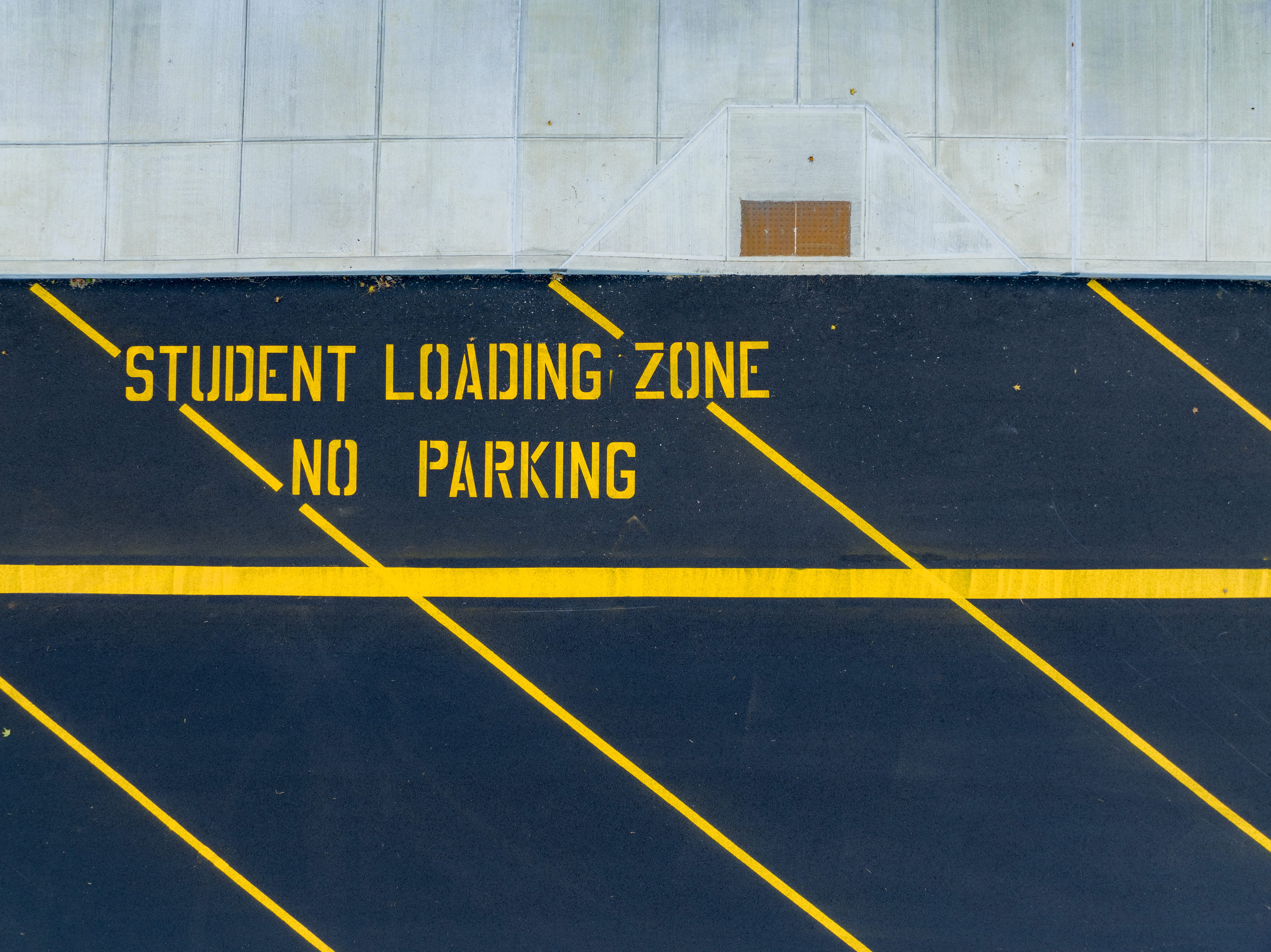 School parking lot and the designated Student Loading Zone
