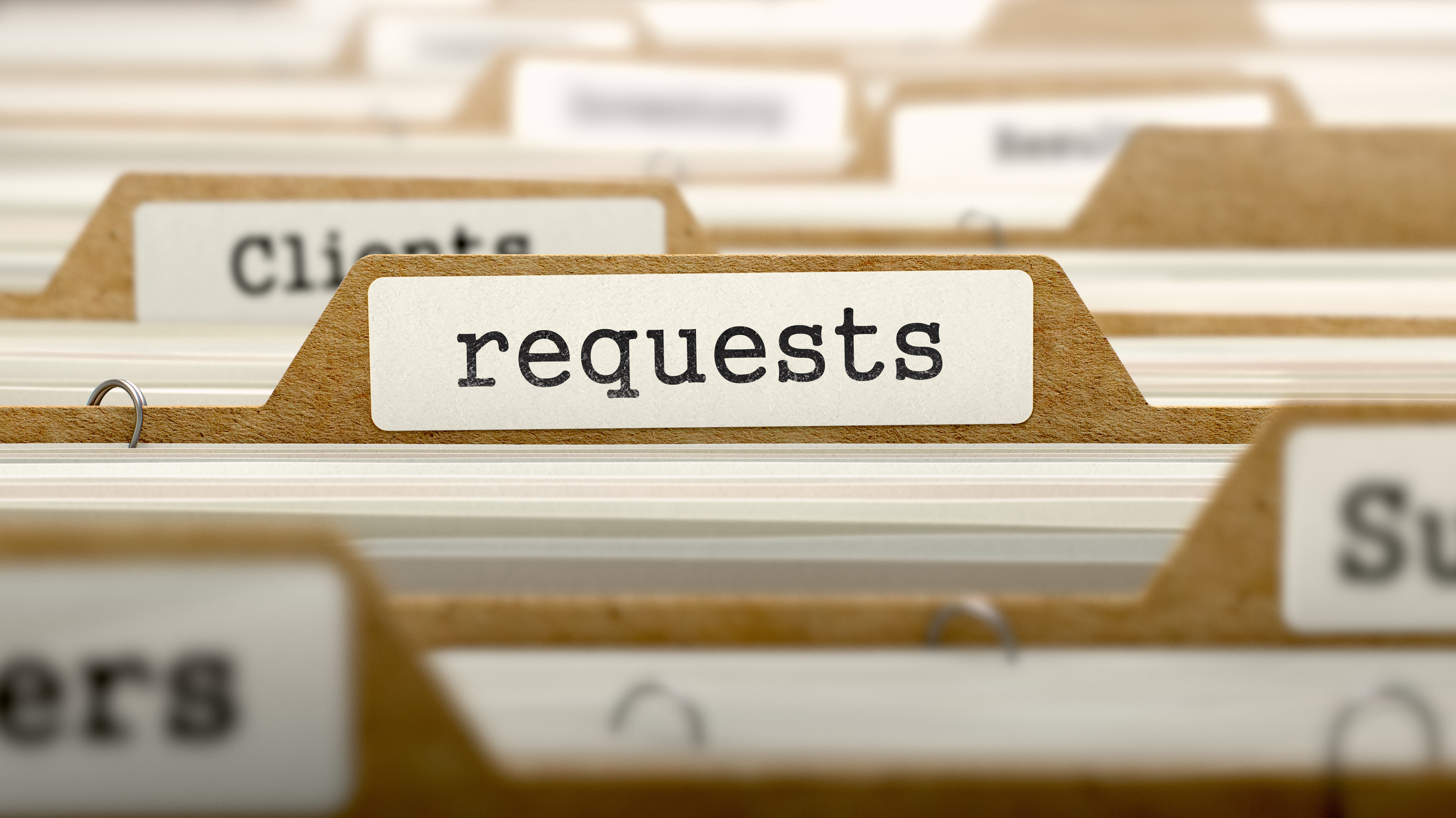 Brown file folder titled "Requests"