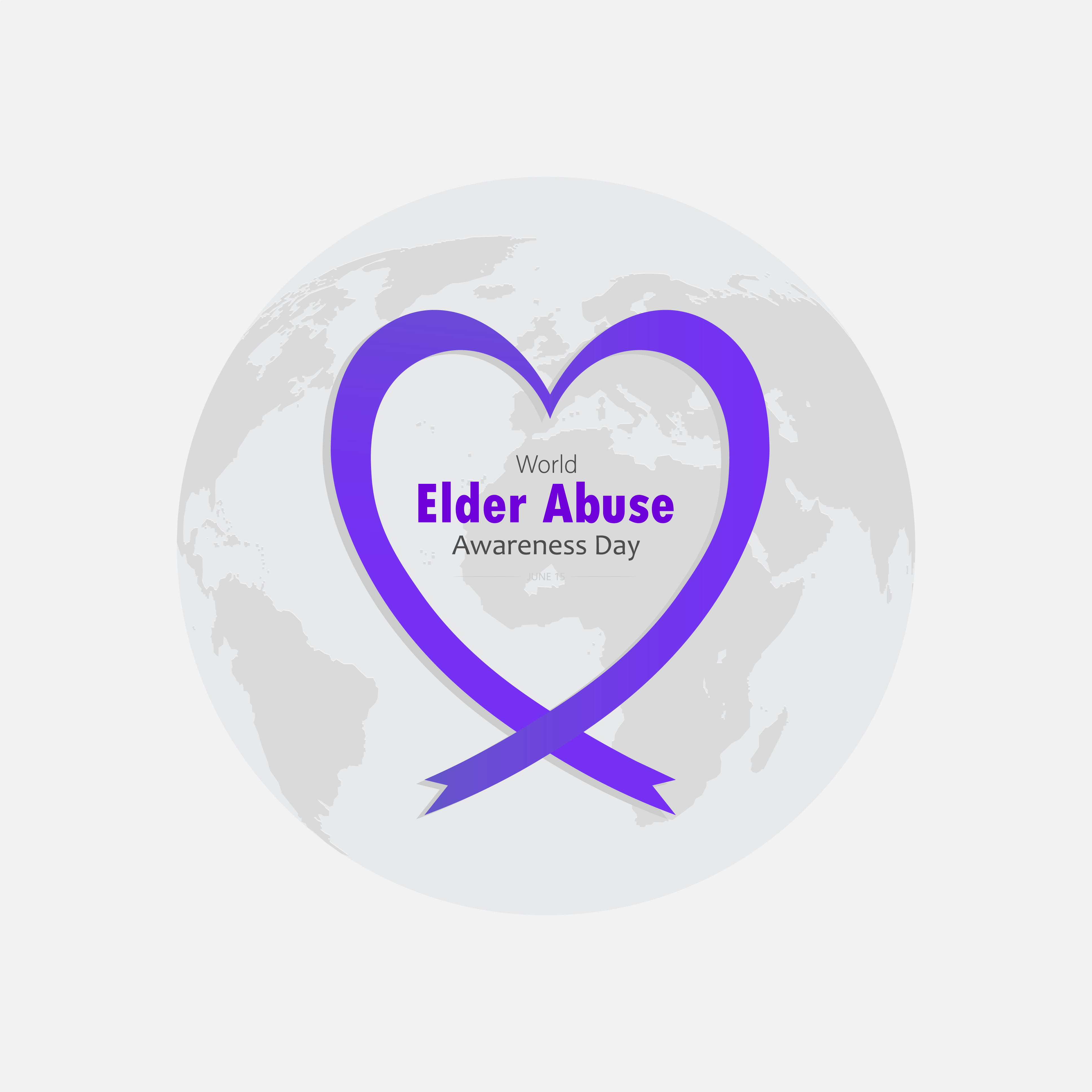 World Elder Abuse Awareness Day, globe with purple awareness heart