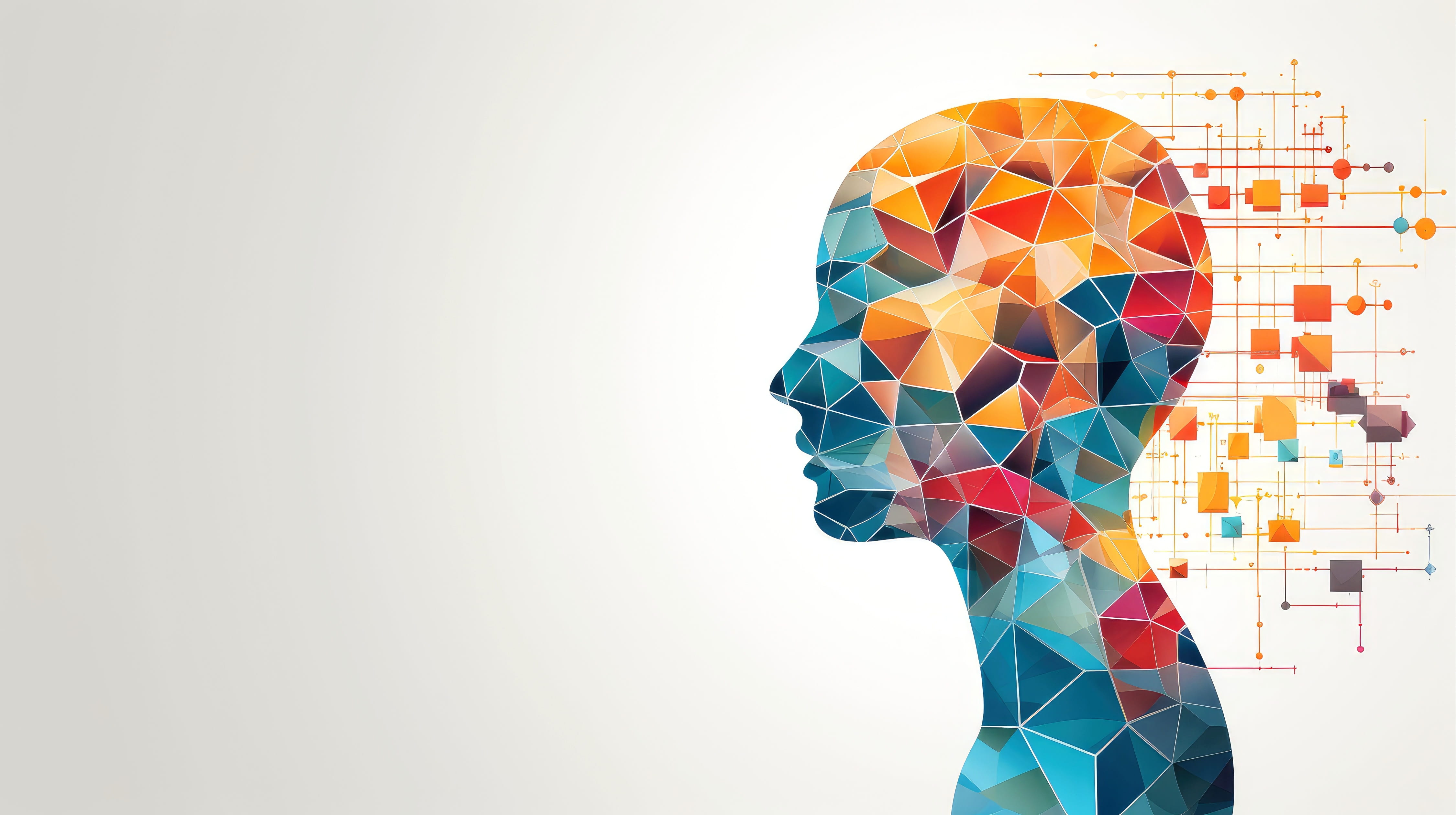 abstract profile of a human head and consciousness with physical and chemical structures in the head