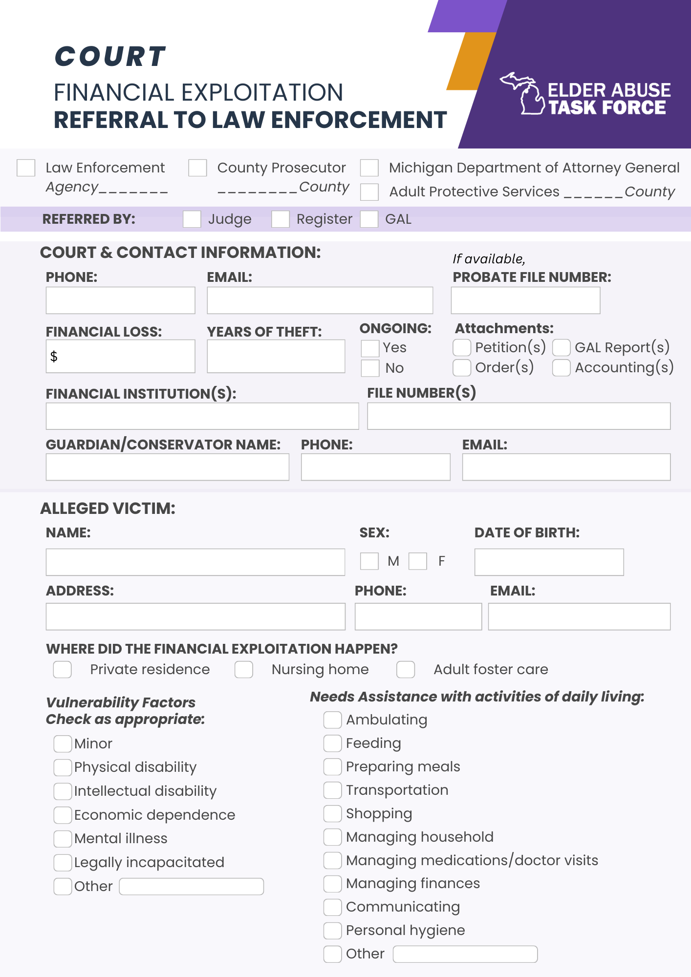 EATF Court Financial Exploitation Referral to LE form