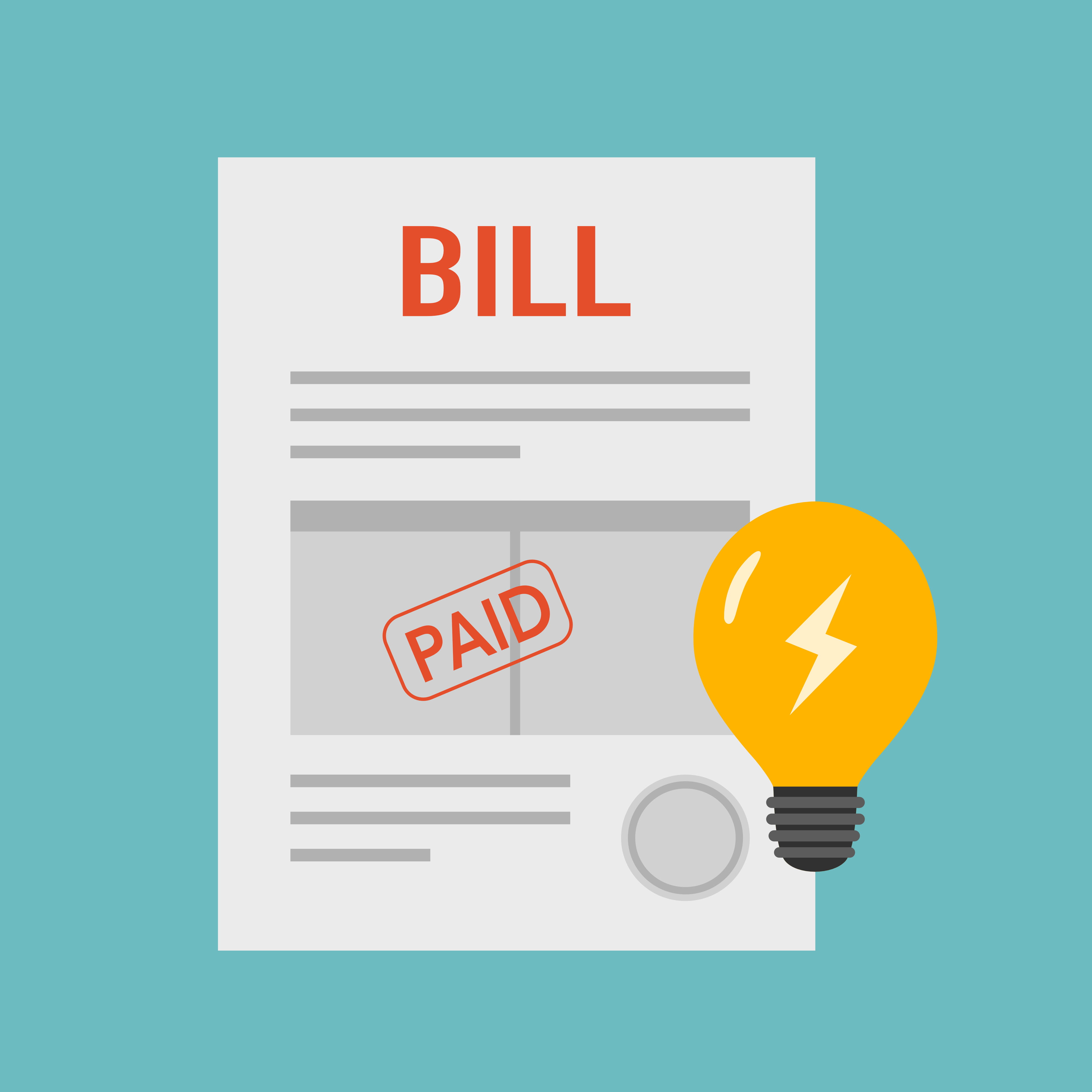 Electricity utility paying bill in flat design.
