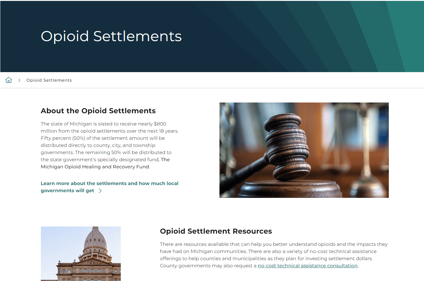 MDHHS' Opioid Settlements Dashboard website