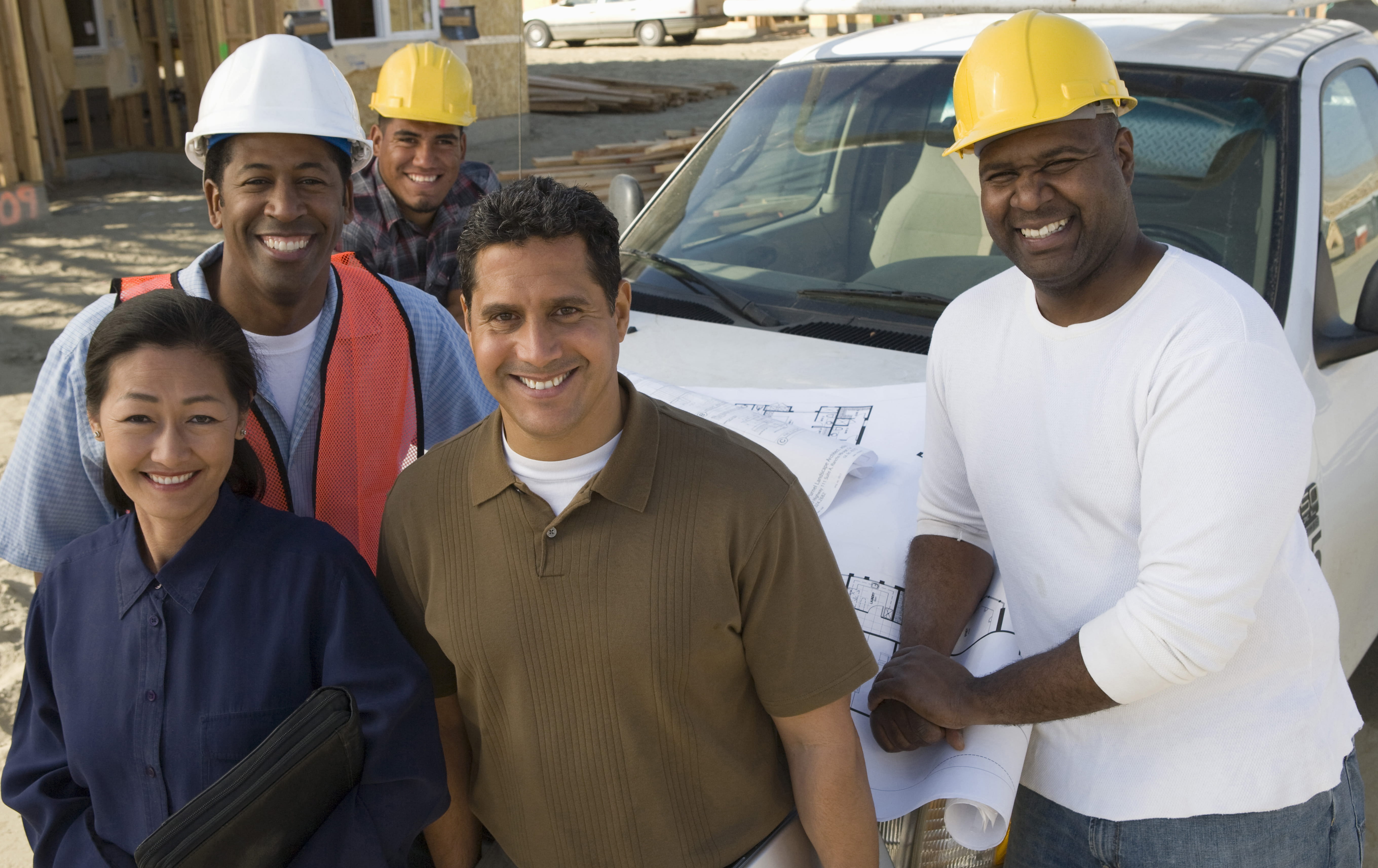group of architects at construction site