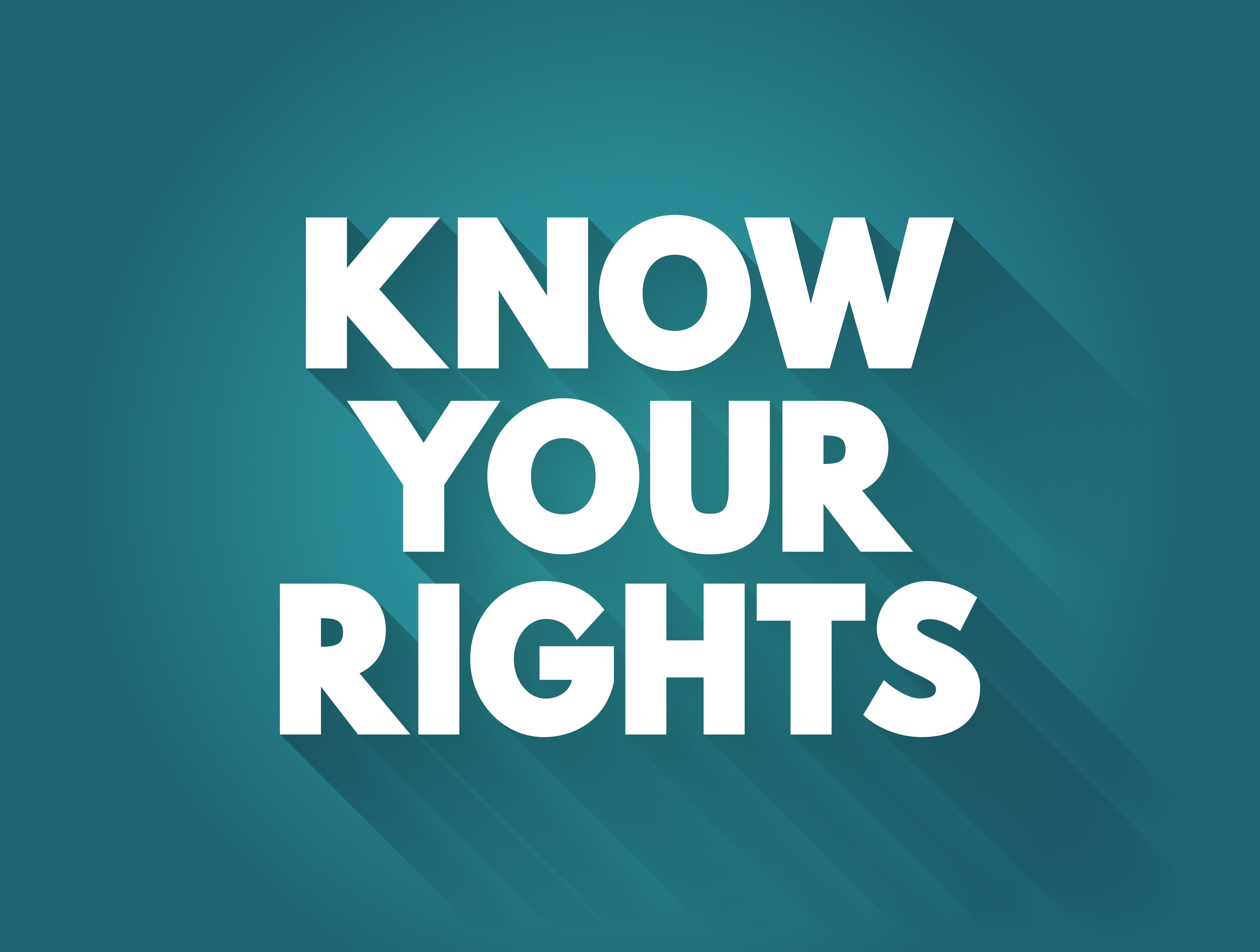 Know Your Rights text quote, concept background.