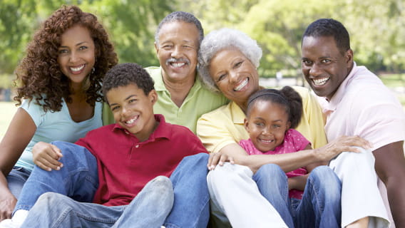 Family sitting for portrait photo