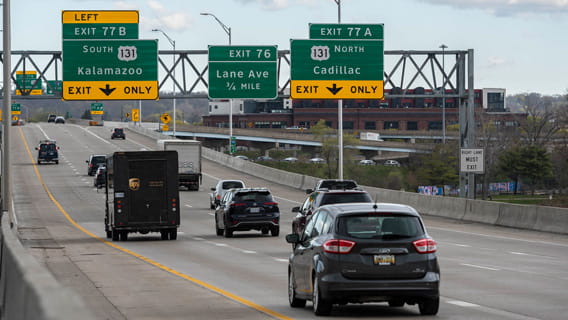 Vehicles driving on a Michigan highway