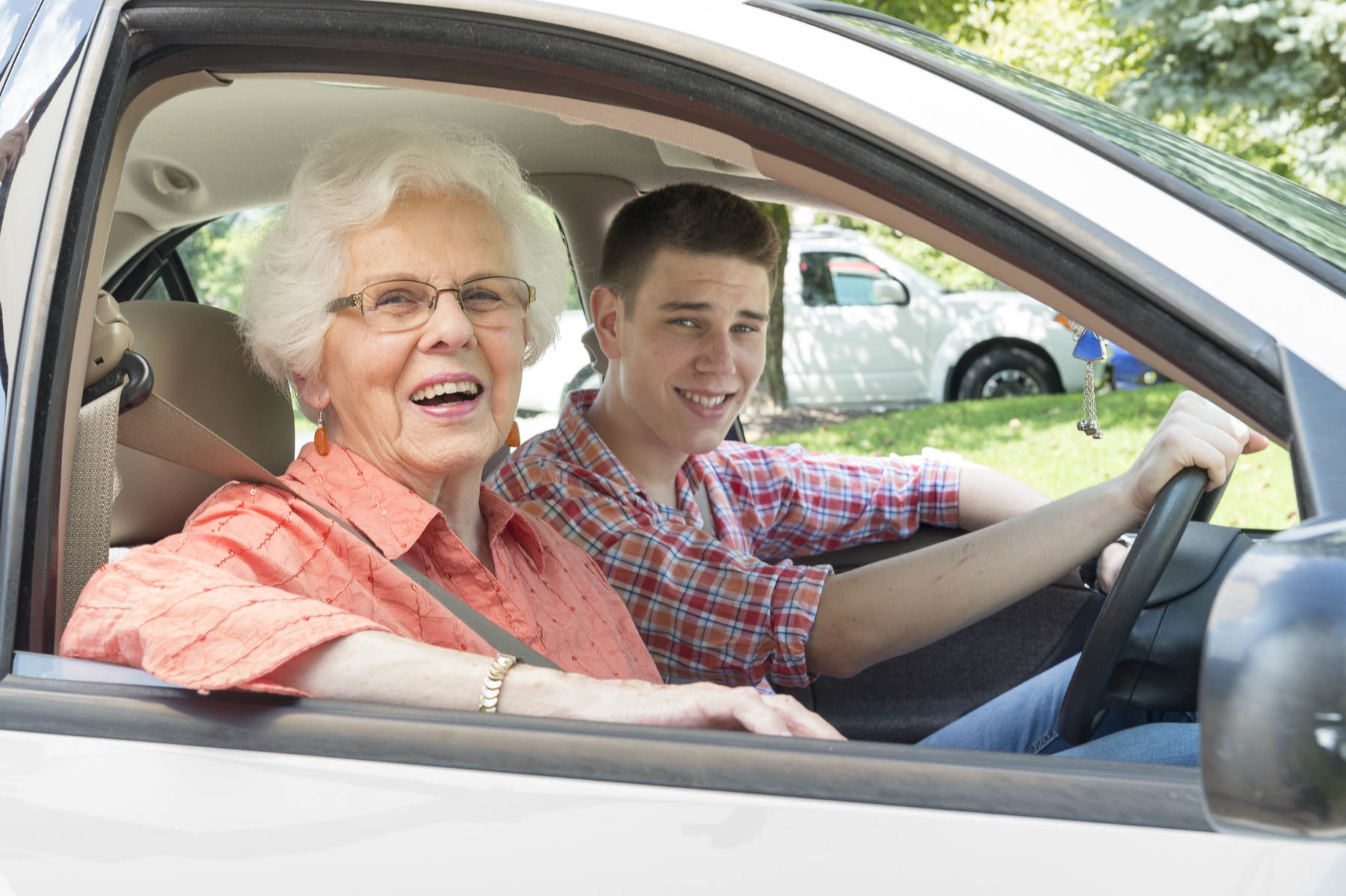 Grandson driving grandma