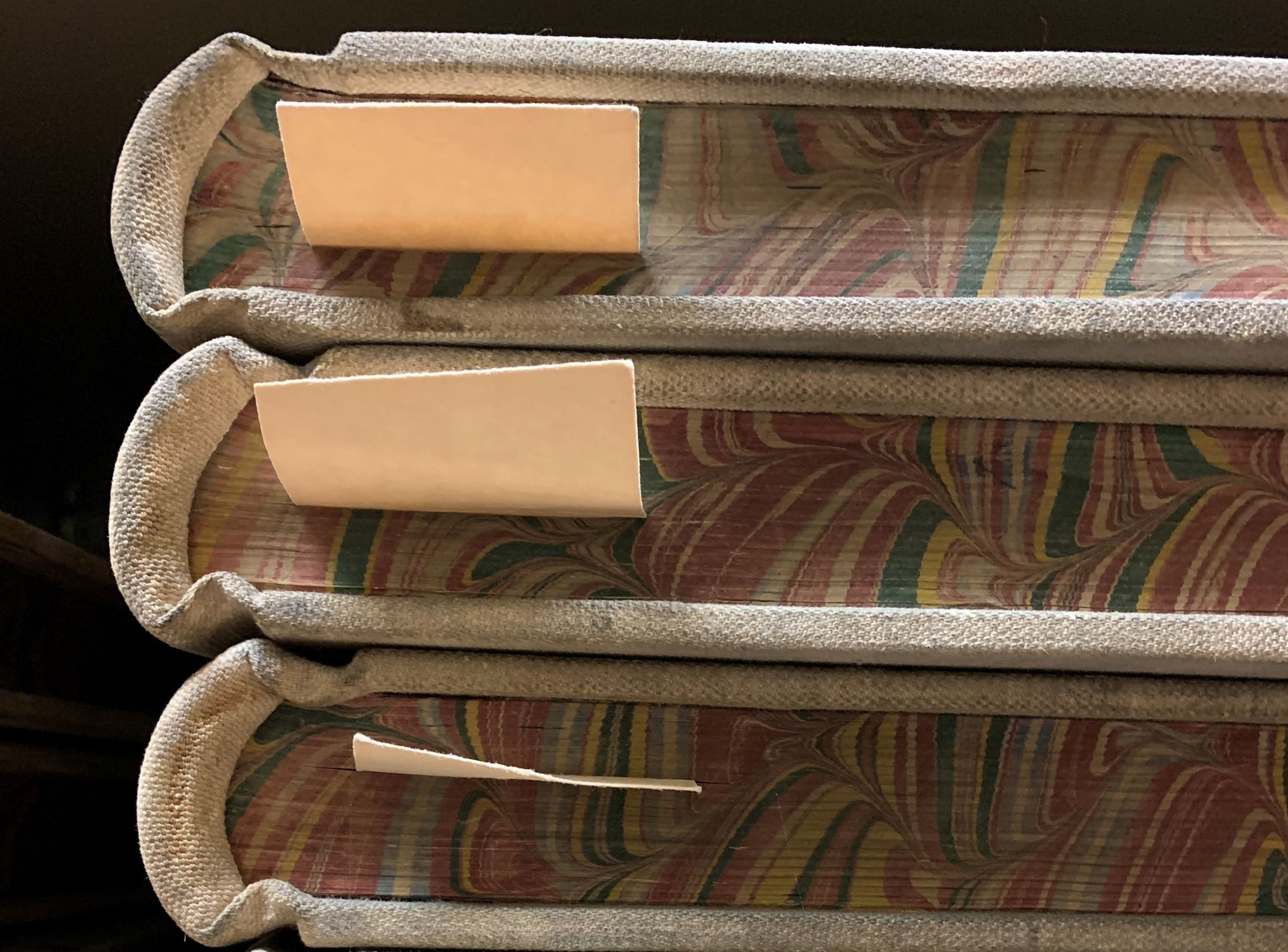 Volumes stacked on top of each other.