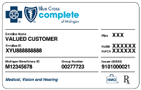 Blue Cross Complete of Michigan Sample Card