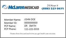 McLaren Health Plan Sample Card