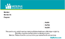 Molina Healthcare of Michigan Sample Card
