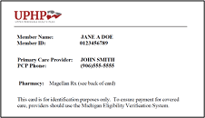 Upper Peninsula Health Plan Sample Card