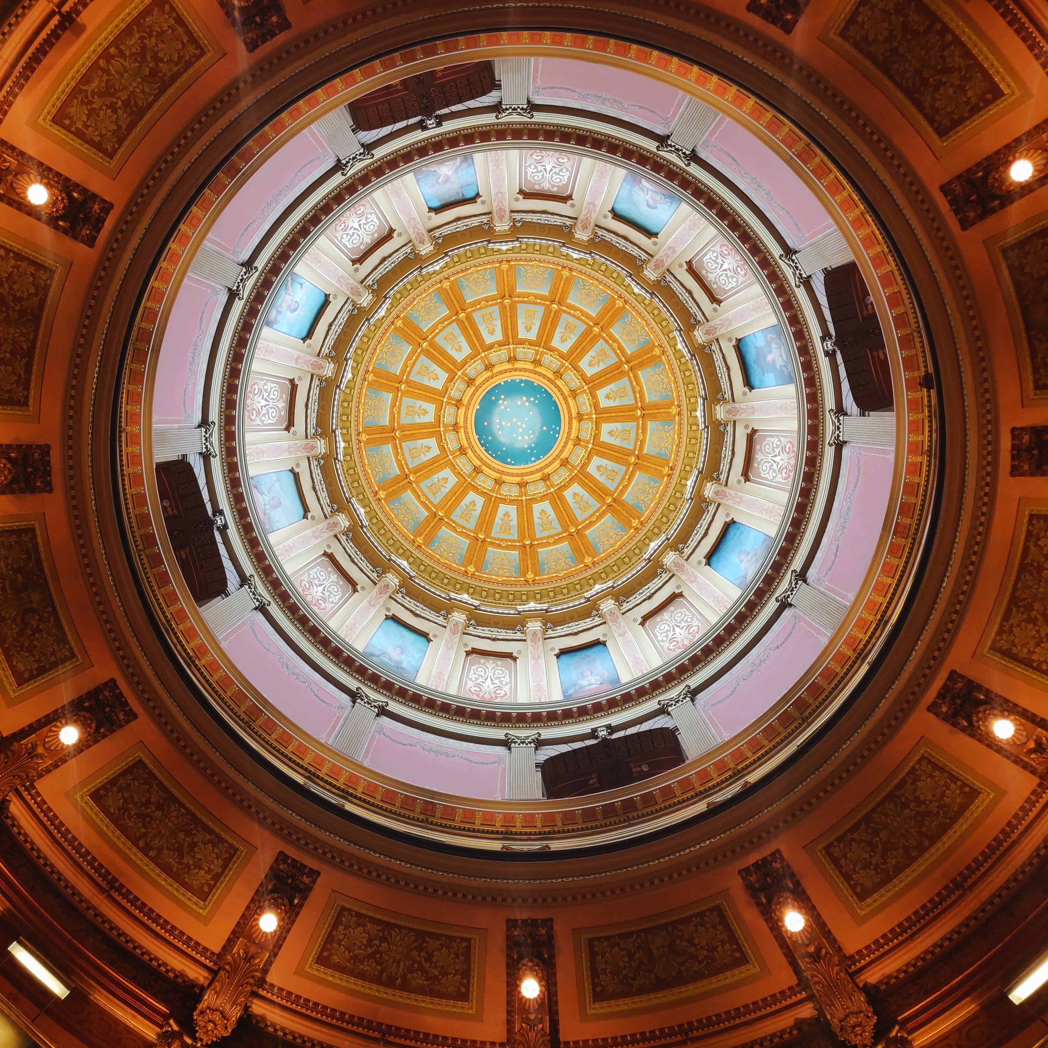 Michigan Capitol Dome from inside and below