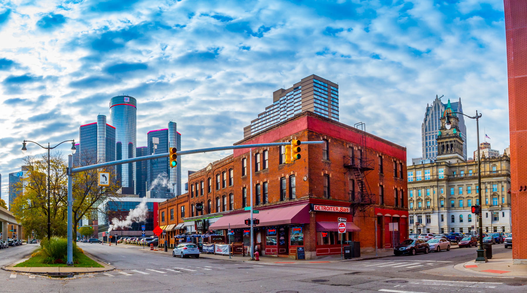 A once vibrant city corner, devoid of people.