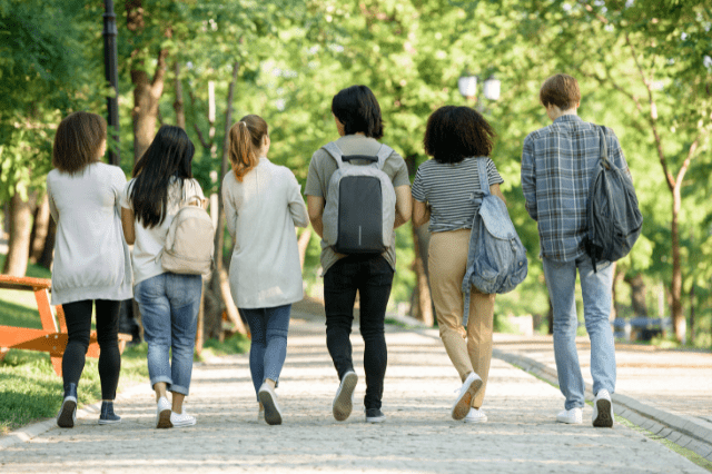 Students walking