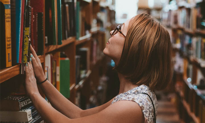 Woman in library