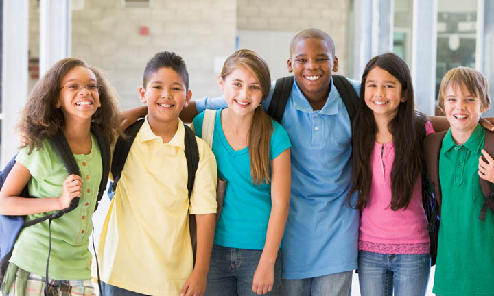 Six elementary school children