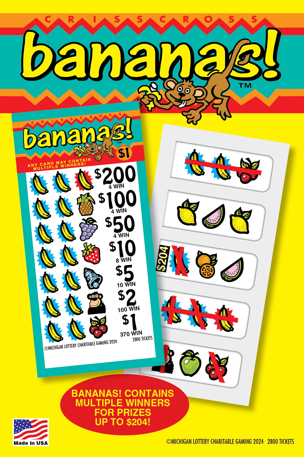 Bananas $1 ticket post card charity game tickets