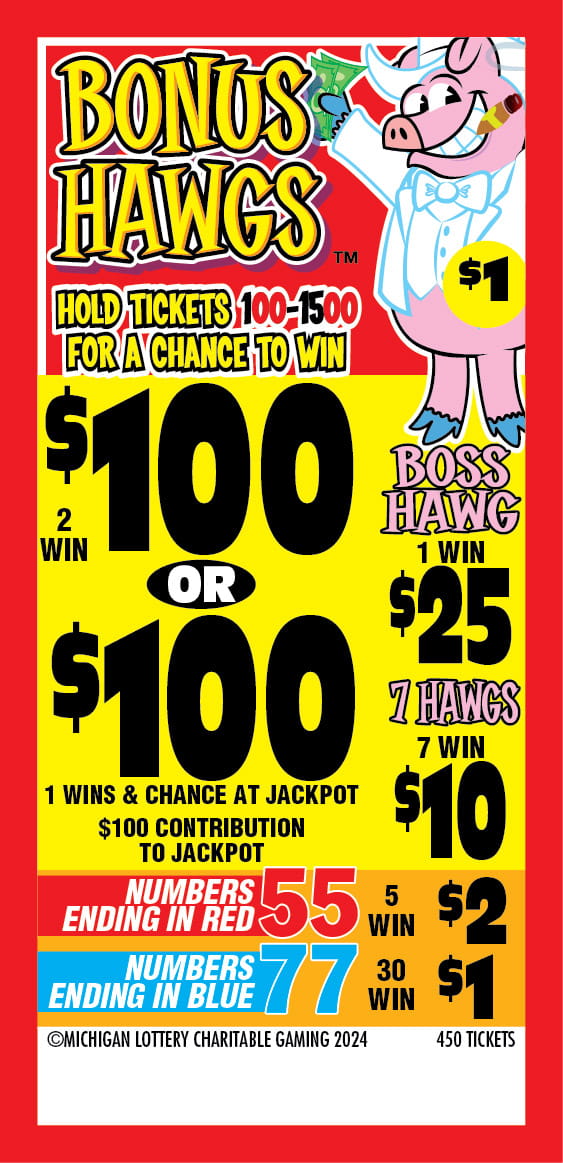 $1 Charity Game Ticket Bonus Hawgs ticket front