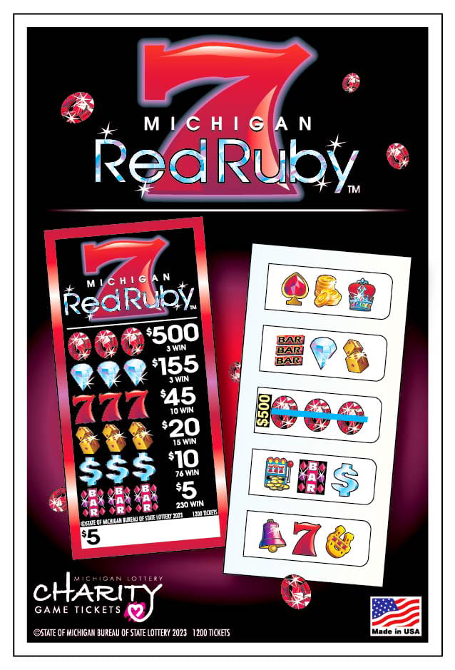 $5 Red Ruby 7 charity game ticket post card