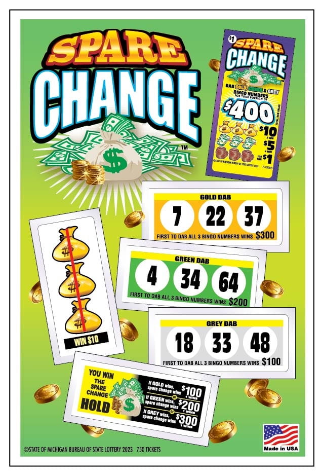$1 Spare Change Charity Game Ticket post card hold tickets and winning ticket example