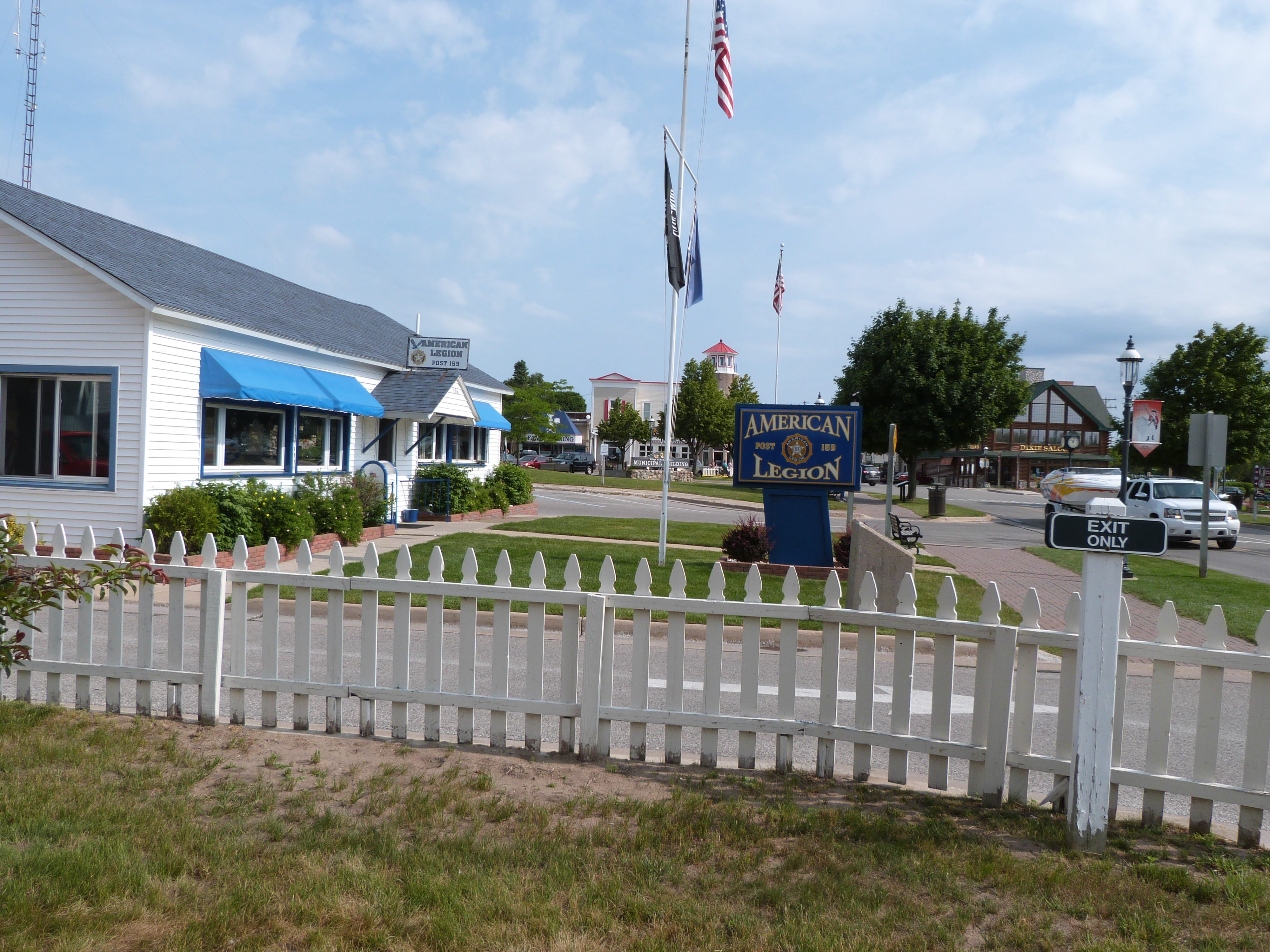 American Legion Building with white picket fence 