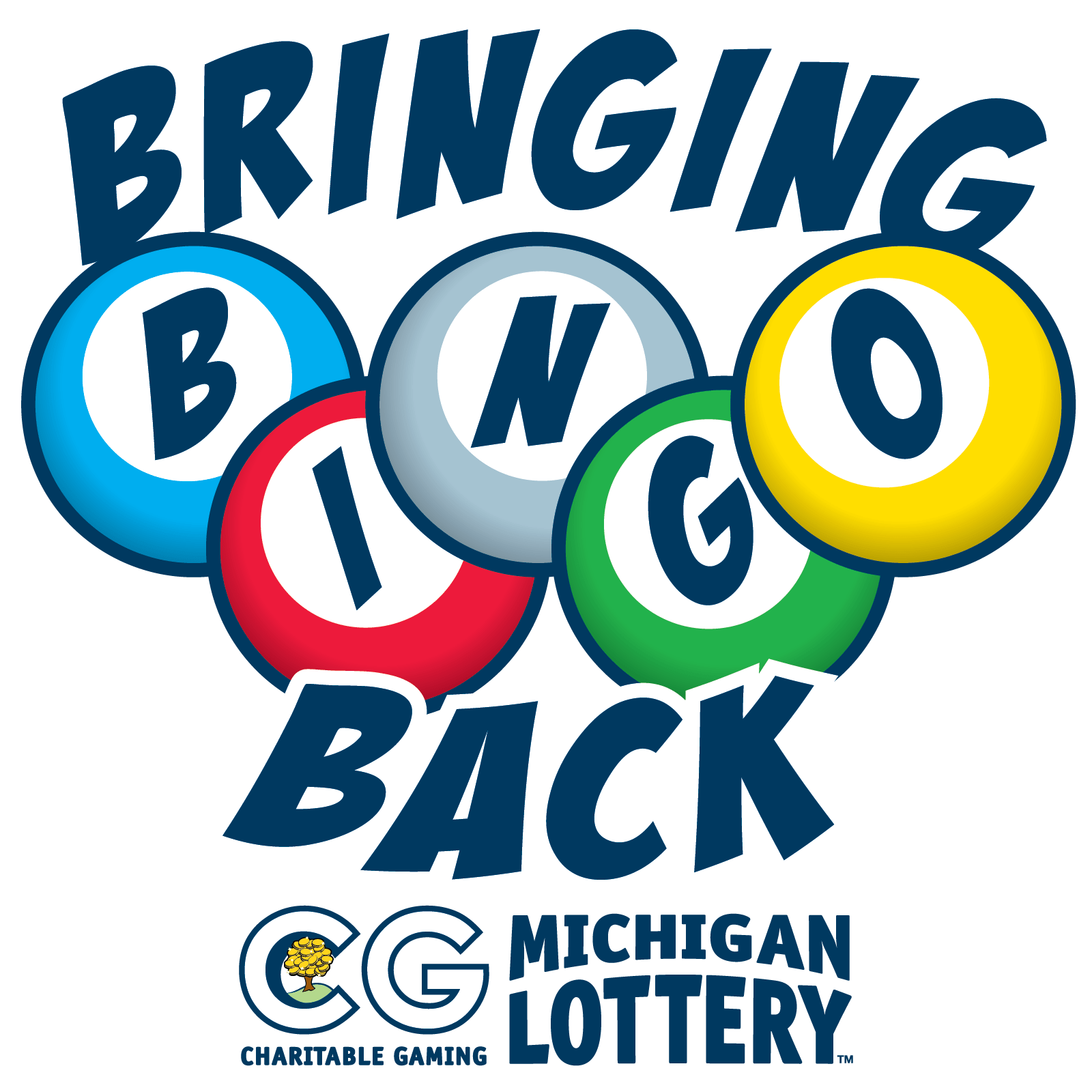 Bringing Bingo Back with bingo balls and the Charitable Gaming logo