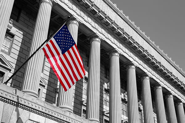 Department of Commerce in Washington D,C. Black and white photo