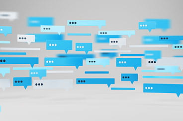 Vector image of multiple text messages, blue and gray text boxes