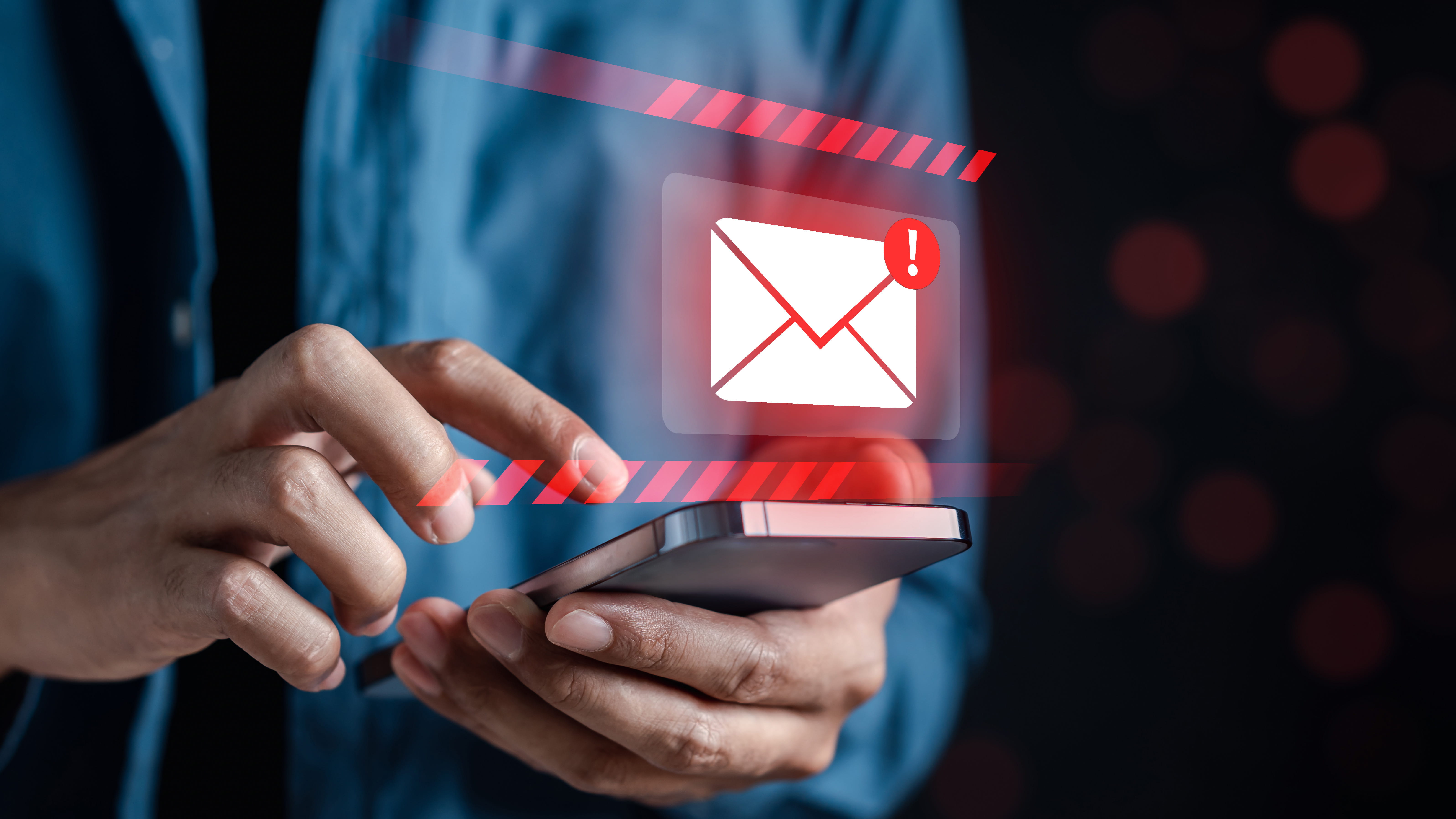 Alert Email inbox and spam virus with warning caution for notification 