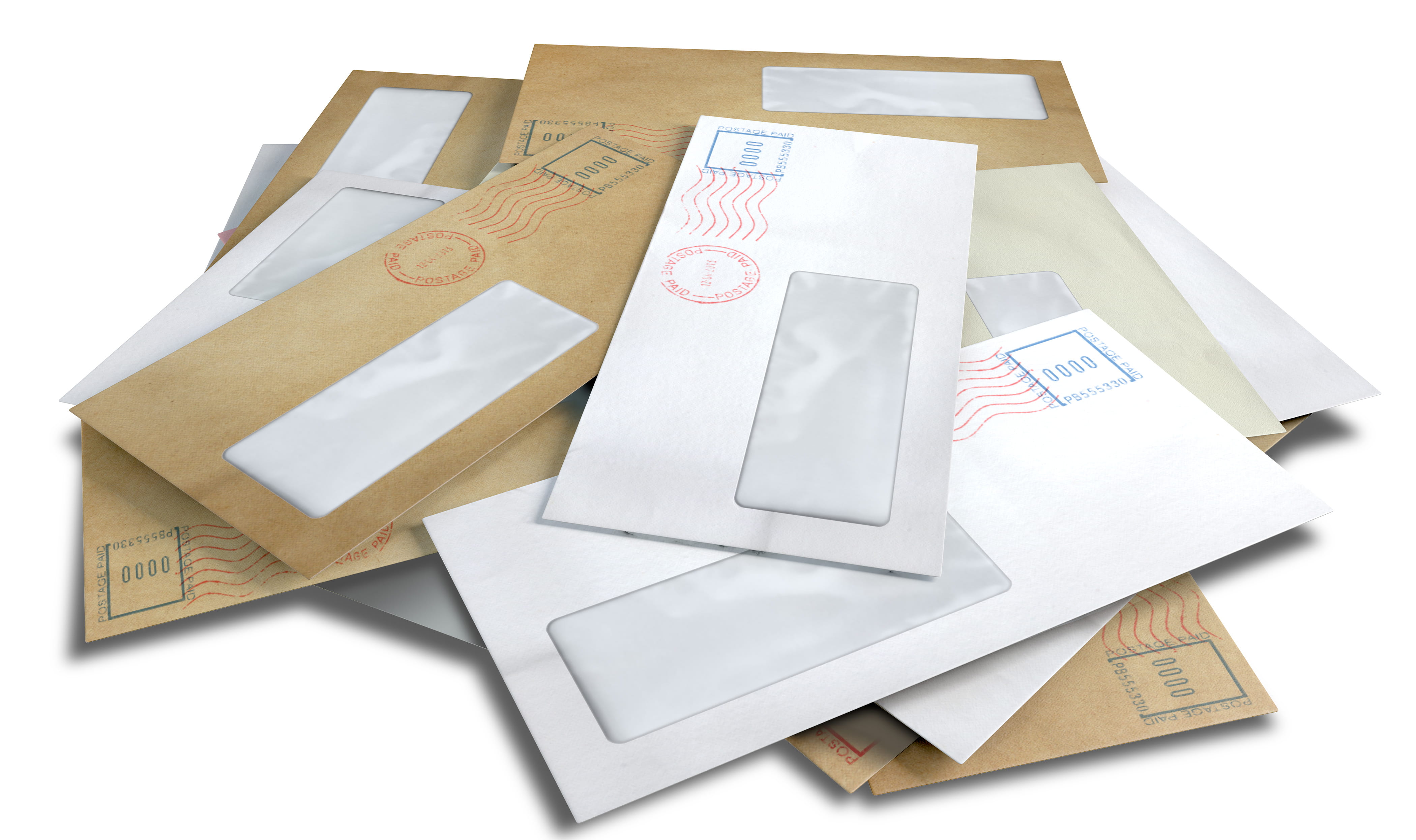 Stack of scattered mail envelopes
