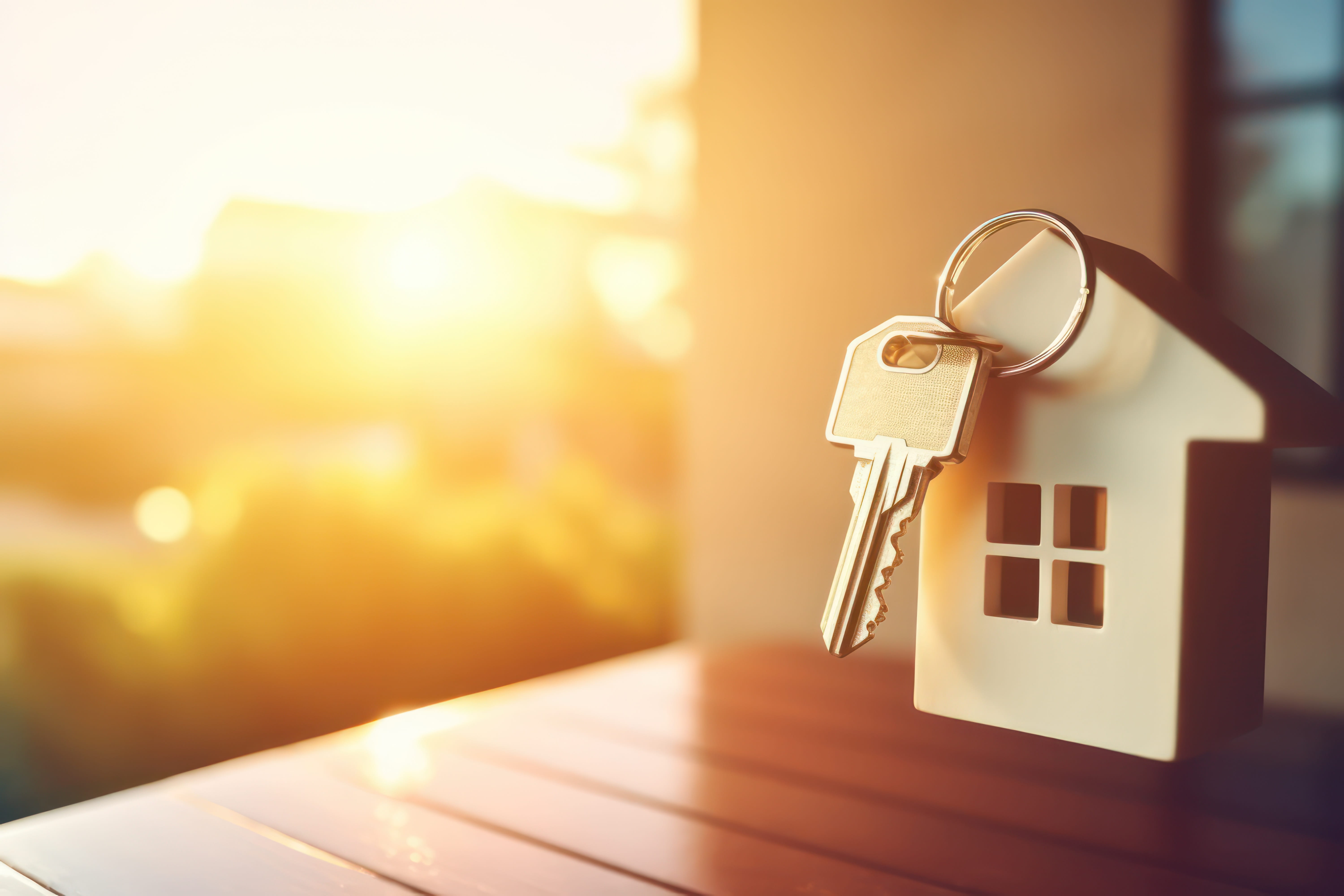 New home keychain with keys attached