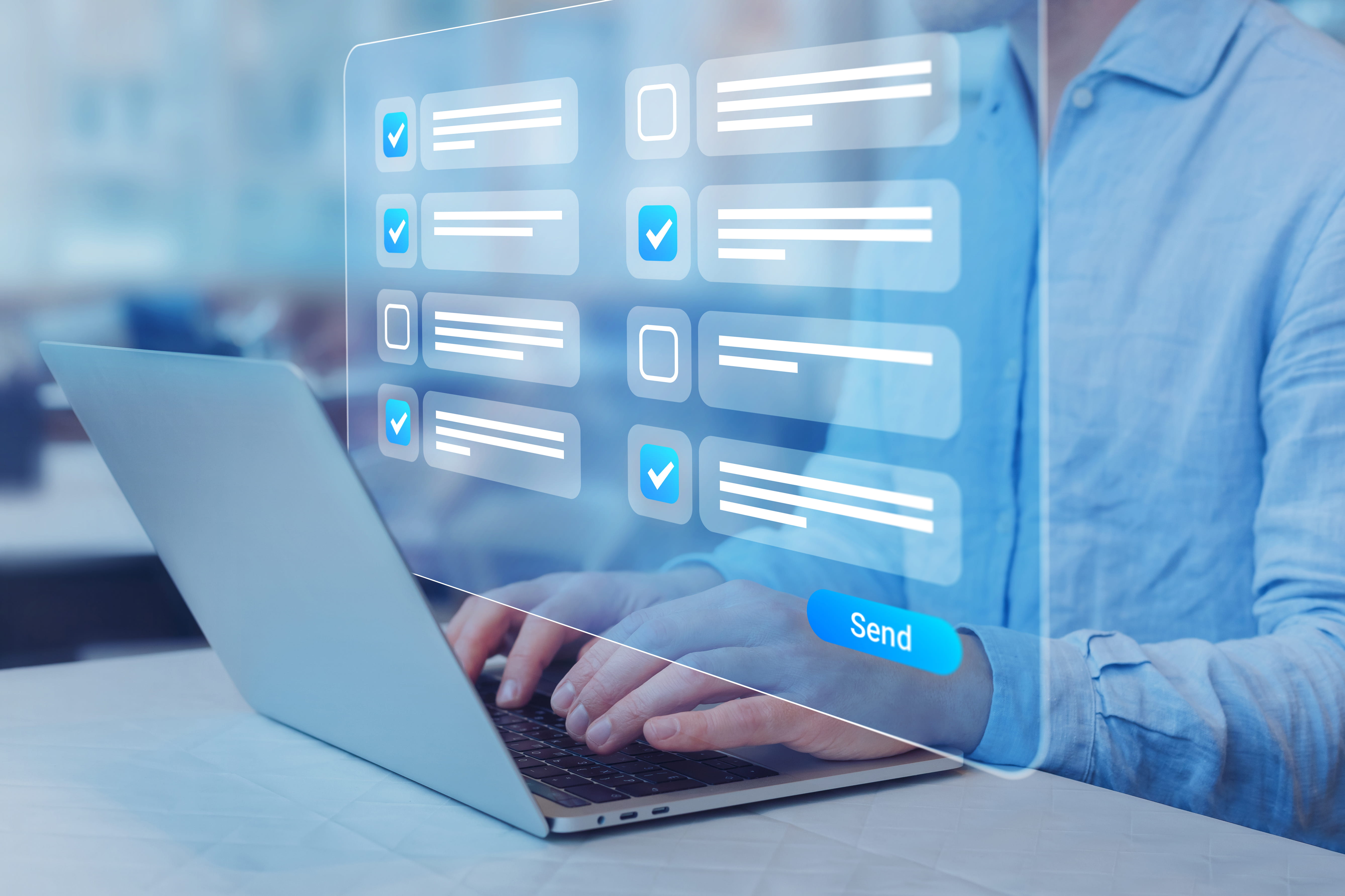 Person completing online form