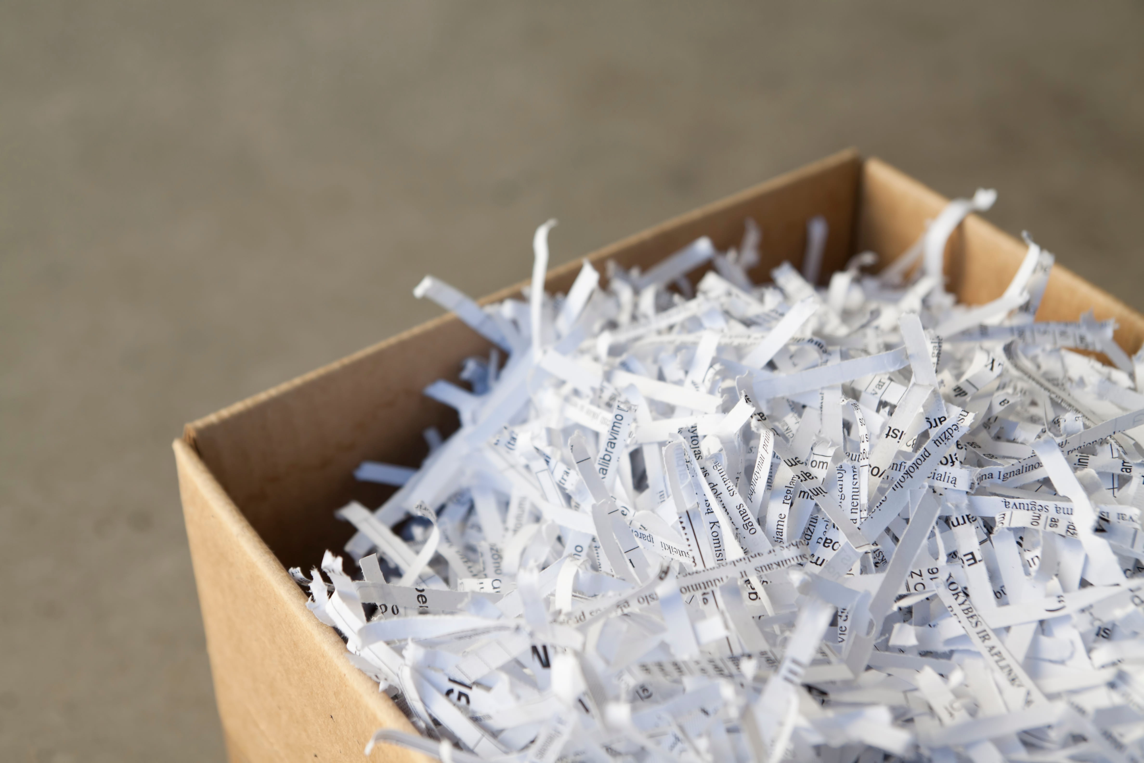 Shredded waste paper strips
