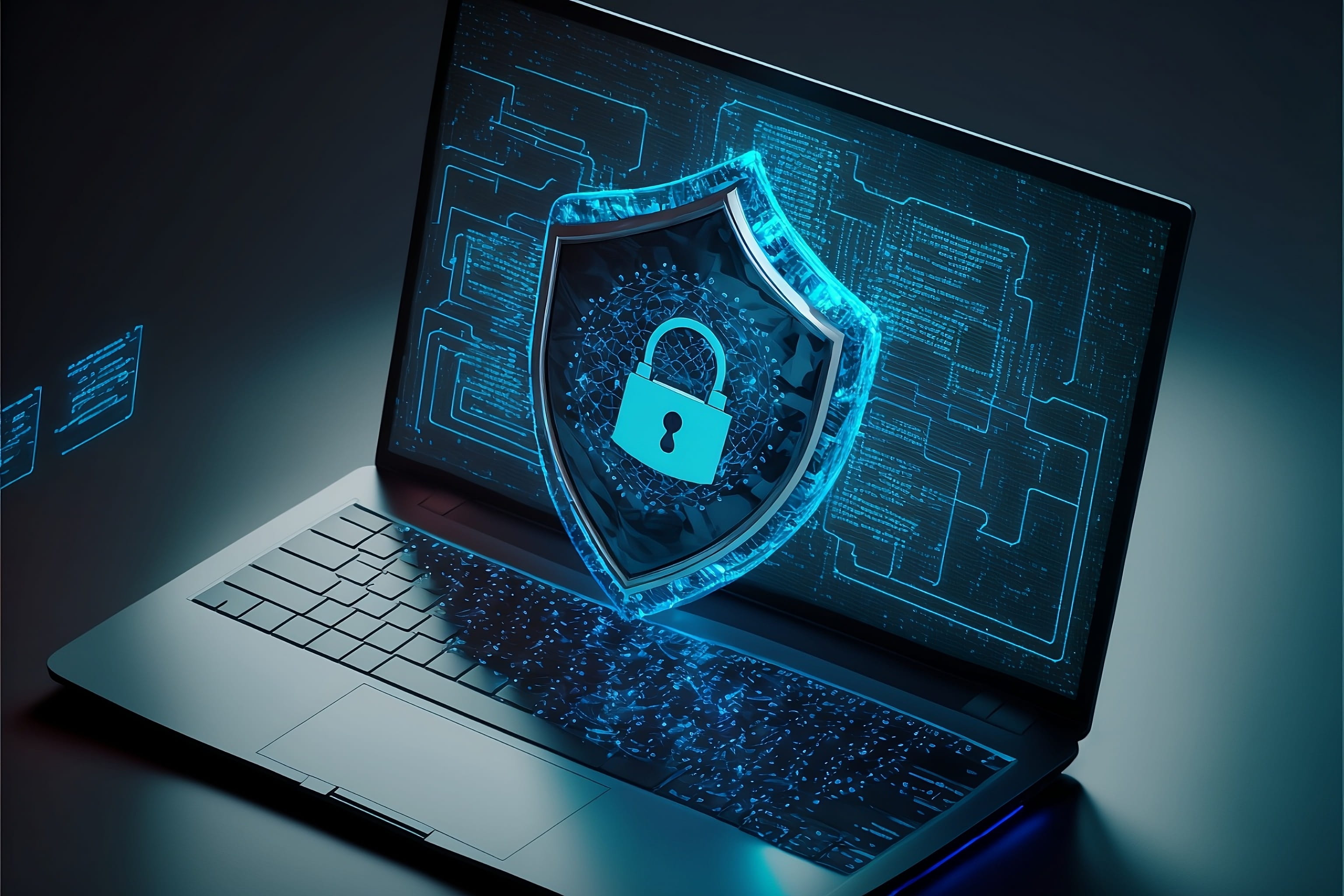 Computer laptop protected by virtual shield