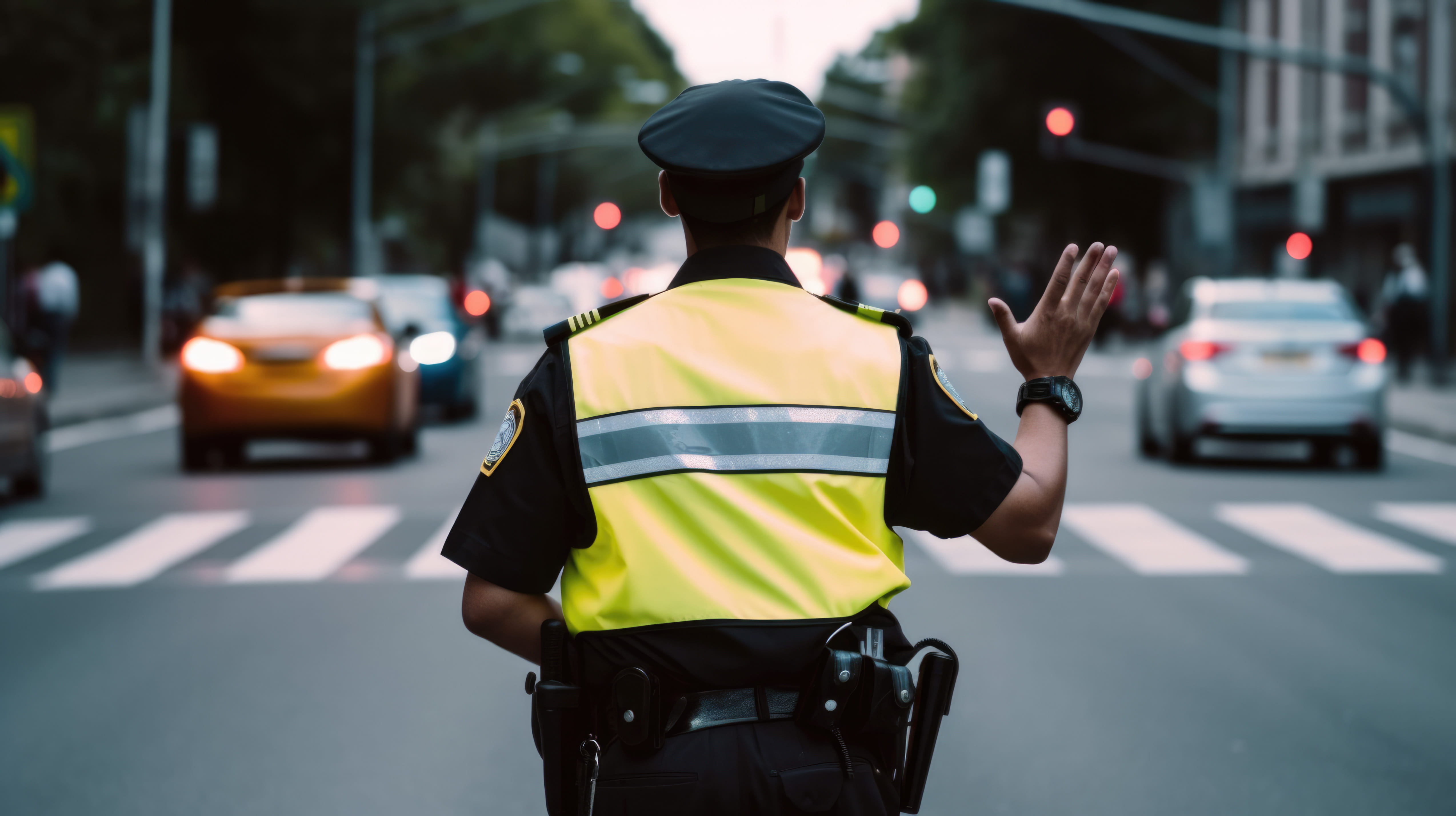 police officer directing traffic