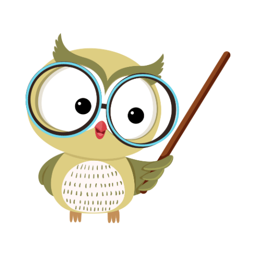 Wisdom owl with glasses using stick to highlight