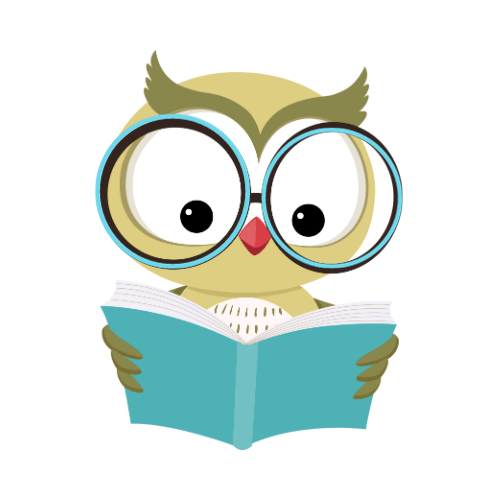 Wisdom owl with glasses reading book