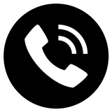 Graphic icon of a ringing phone in a dark circle