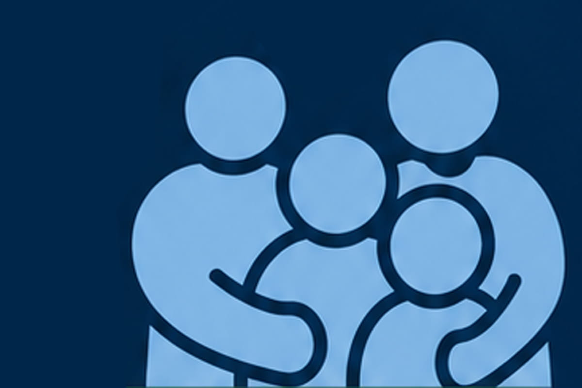 A family illustration stylized through simple shapes.