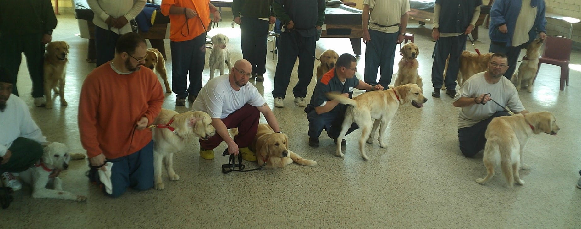 Prisoners with their PAWS dogs
